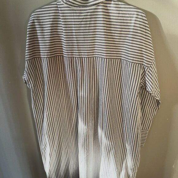 NWOT Everlane Midi Cotton Shirt Dress - Bone/Navy - Size L - Picture 4 of 12